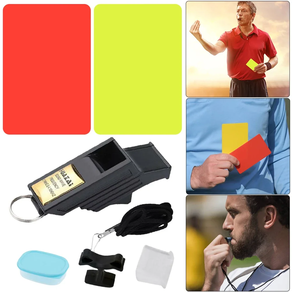 Football Whistle Referee Card Set Whistle Portable Referee Warning Cards Training Fair Play Toss Professional Sports Equipment