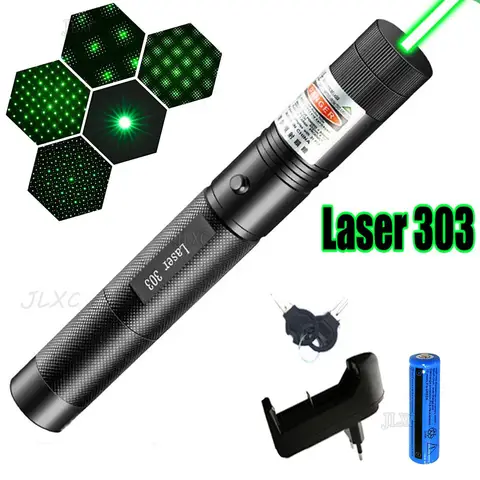 （Has battery）Green Red Laser Pointer 303 Teaching Tool Pet Automatic Cat Toys Adjustable Laser Focus Lazer Pen Combination