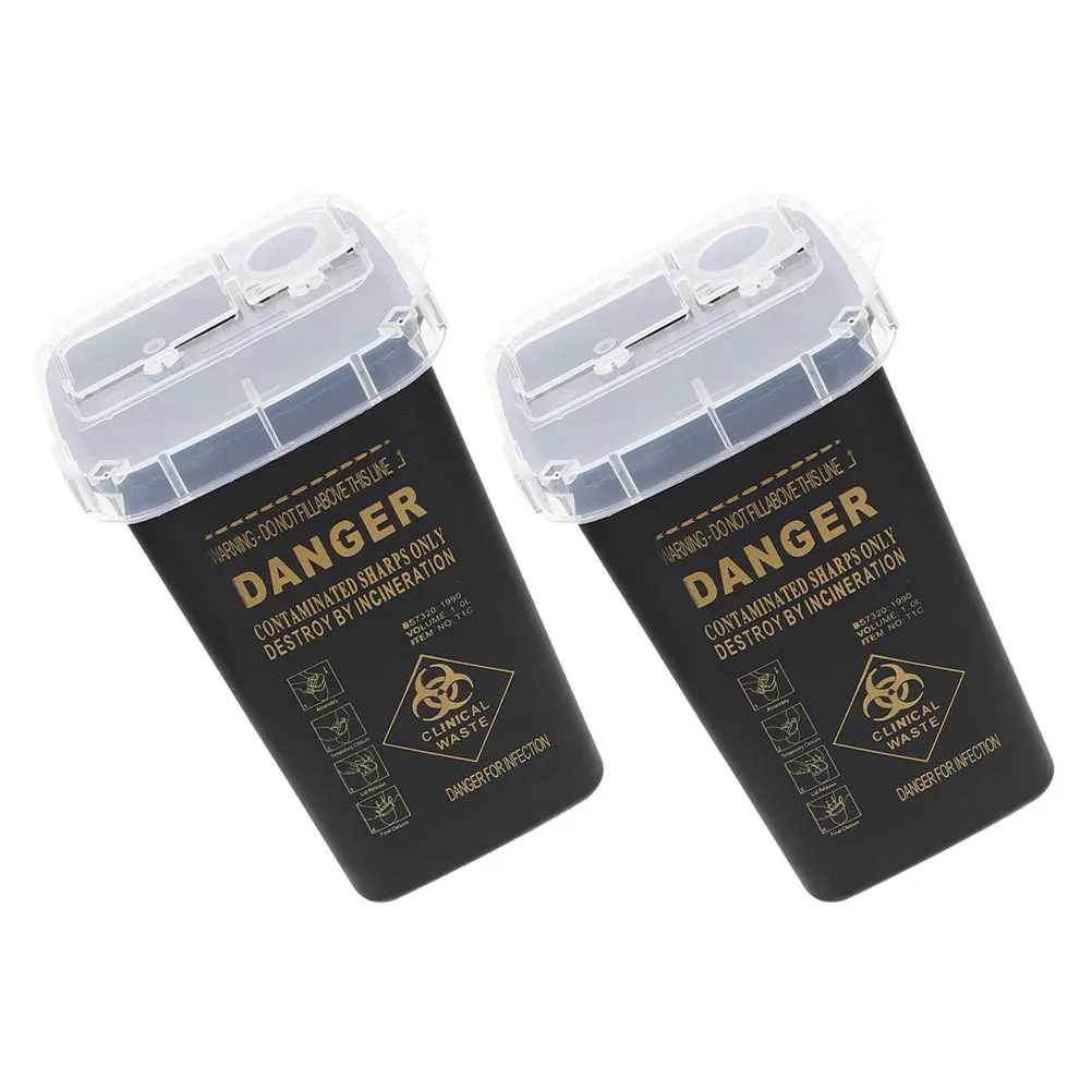 

2Pcs Sharps Disposal Container Thickened Reusable Plastic Sharps Box for Tattoo Shop Medical Waste Needle Storage Solution