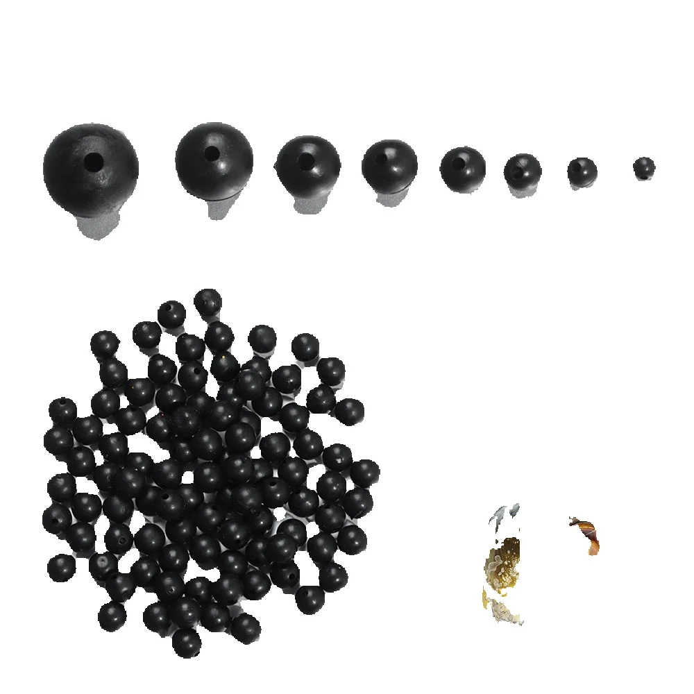 Lot de 100 flotteurs de pêche en plastique de 3 à 12mm, perles rondes noires, haricots souples et durs, bouchons de haute qualité, outils et accessoires