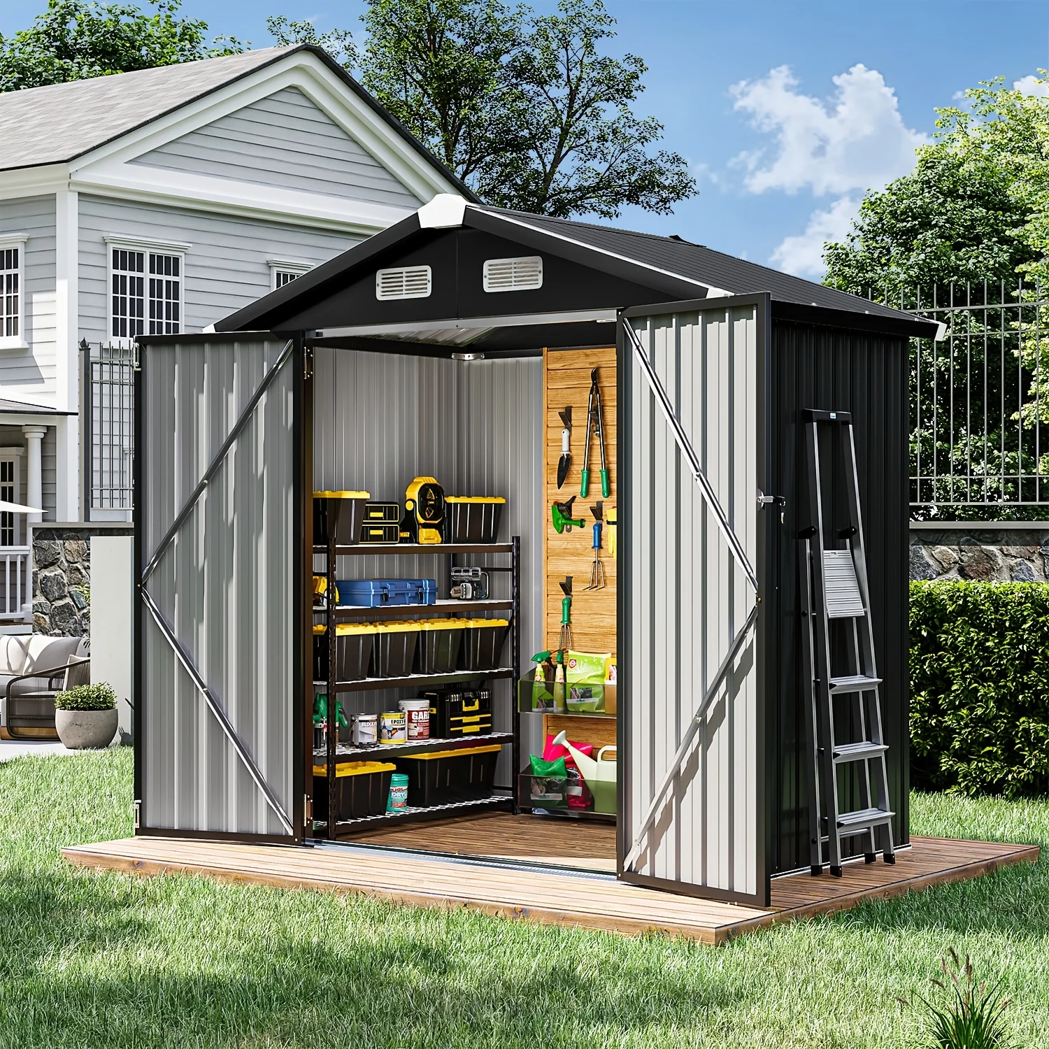 

6X4 FT Metal Storage Shed for Outdoors - Secure Tool Shed with a Sloped Roof And Weatherproof Design
