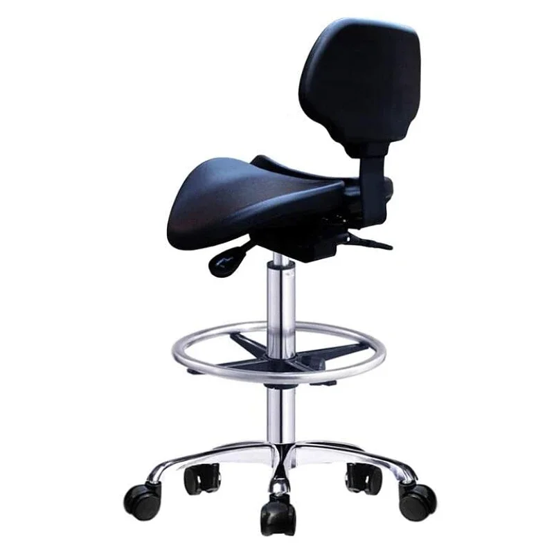 Hydraulic Saddle Stool Office Chair with Backrest Rolling Adjustable Height for Clinic Dentist Spa Massage Medical Salons Studio