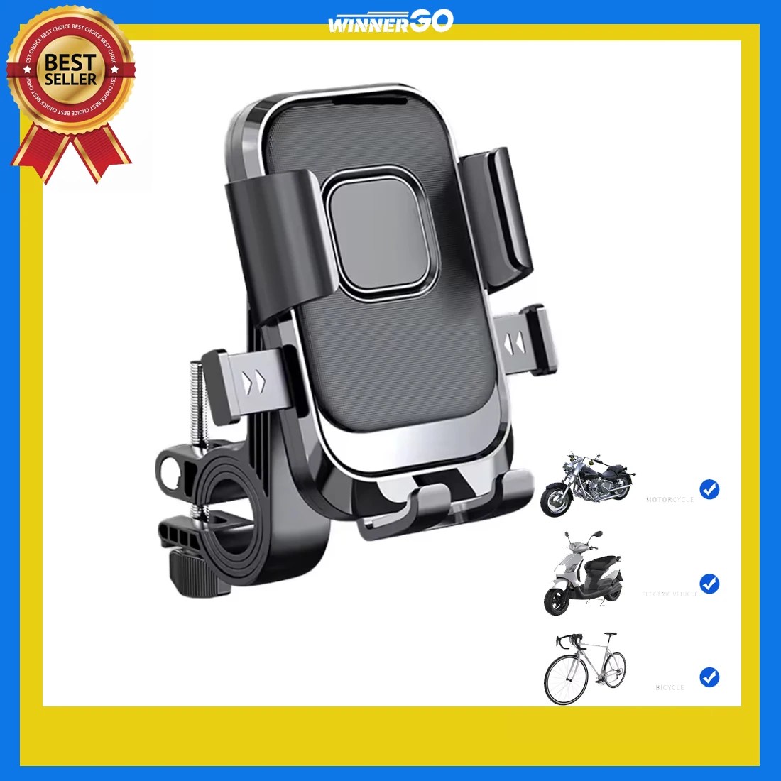 

Universal Bike Phone Holder 360° Rotatable Phone Holder Handlebar Stand One Hand Operation GPS Clip for Motorcycle ATV Scooter