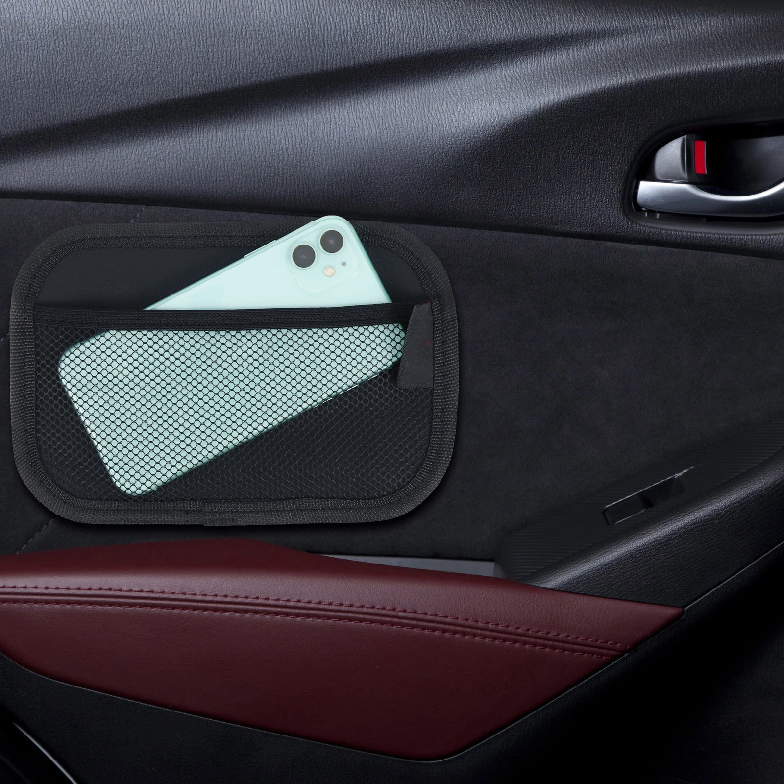 

2 шт. сумка для хранения из искусственной кожи, черный, большой размер, автомобильный органайзер, сетчатая сетка, высокая вместимость, простая установка, идея подарка, автомобильные аксессуары