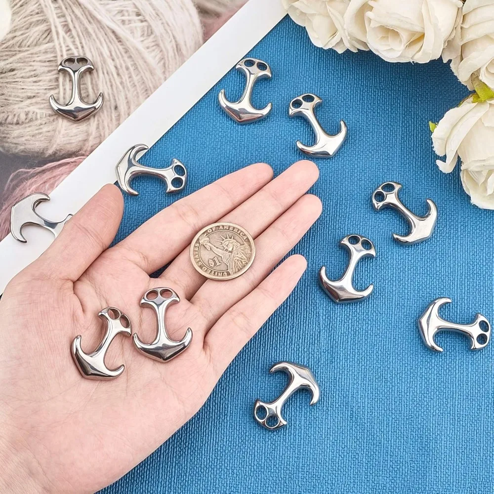 12pcs Stainless Steel Anchor Hook Clasps Cord End Connector Clasp Metal Hook Clasp for DIY Leather Cord Bracelets Jewelry Making