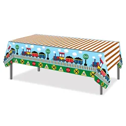 130*220cm Railroad Train  PE Table Cover Birthday Party Decorations Plastic Tablecloth Disposable Camping Mat Party Supplies