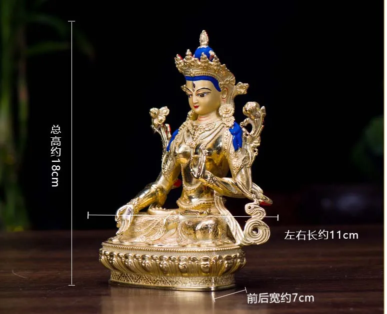 HOT SALE  Buddha figure - family TOP efficacious Tibetan Buddhism gold-plated White Tara statue-16CM