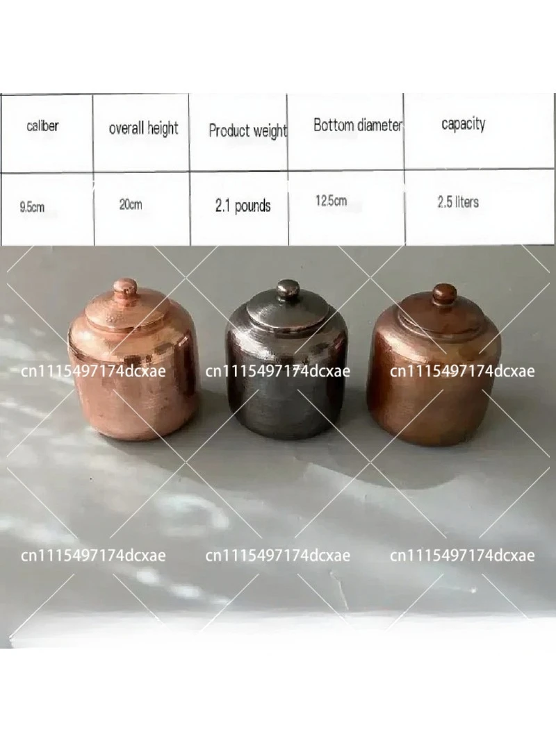 Handmade Pure Copper Tea Storage Jar, Retro Chinese Style Large Capacity Caddy, Vintage Purple Copper Container