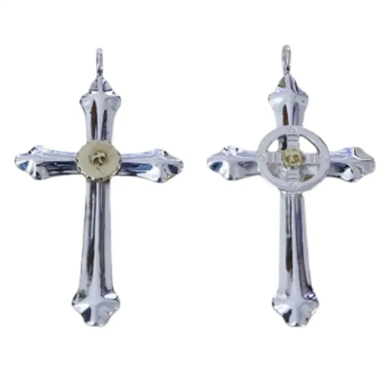 New s925 Sterling Silver Necklace for man Feather Necklace on Korean all-match Silver Cross Men pendant