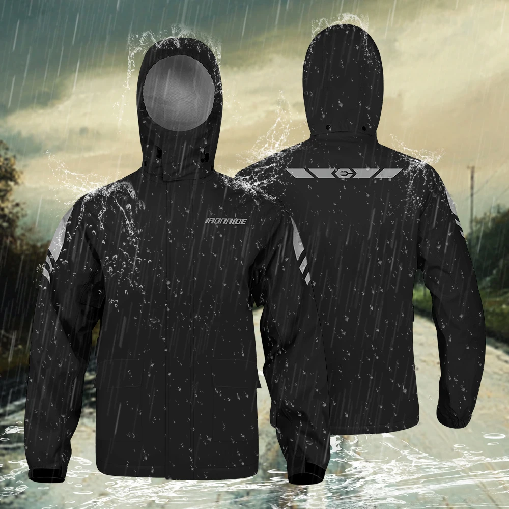 Motorcycle Rainwear Set Off-road Riding Reflective Waterproof Jacket Full-body Split Raincoat Pants With Invisible Shoe Covers
