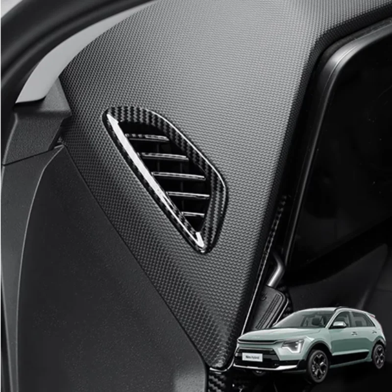 

Carbon Fiber Style Dashboard 2 Defrost Vents Grill Cover Front Air Conditioner Outlet Frame Trim For Kia Niro 2022 2023 byCar In