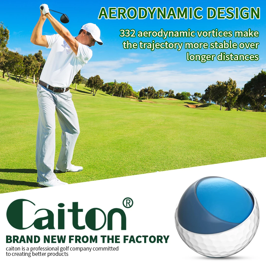 Caiton 50pcs 3-Layer Golf Balls - 332 Dimple, Max Distance, Spin Control, Durable, Accurate - For Practice, Training & Play