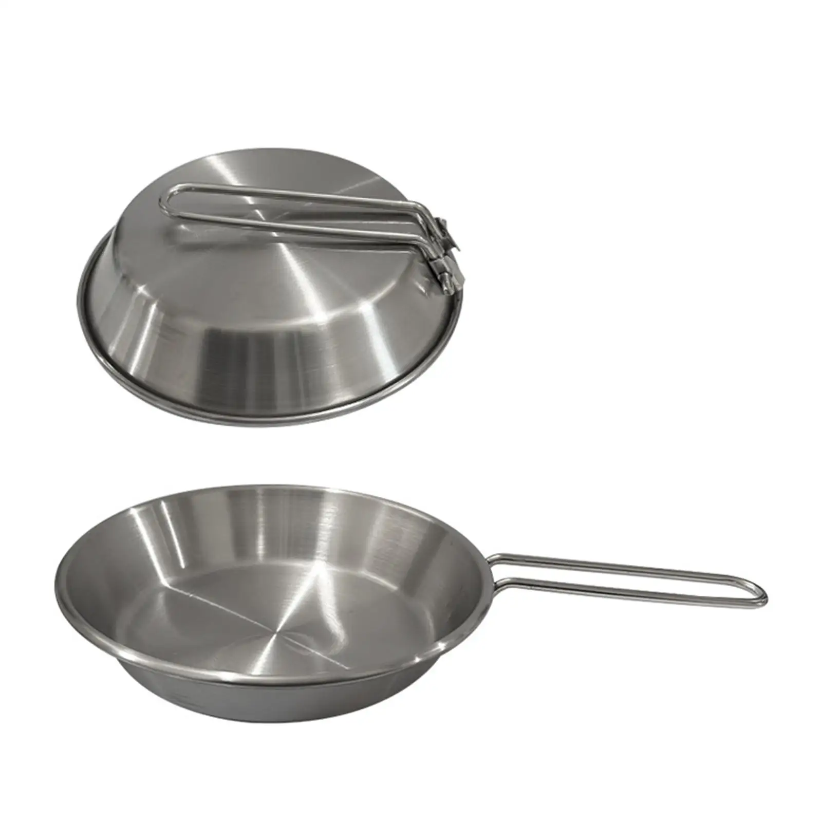 Compact Camping Fry Pan Stainless Steel Foldable Cookware for Hiking Backpacking Kitchen Gear with Mesh Pouch