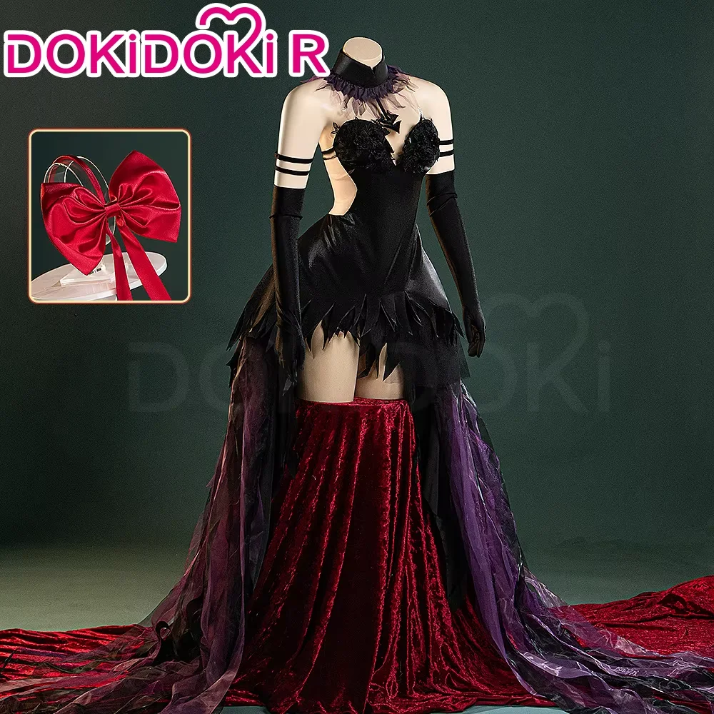 В НАЛИЧИИ Akemi Косплей Костюм Аниме【S-2XL】DokiDoki-R Женское Черное Фиолетовое Длинное Платье Akemi Хэллоуин Косплей Плюс Размер