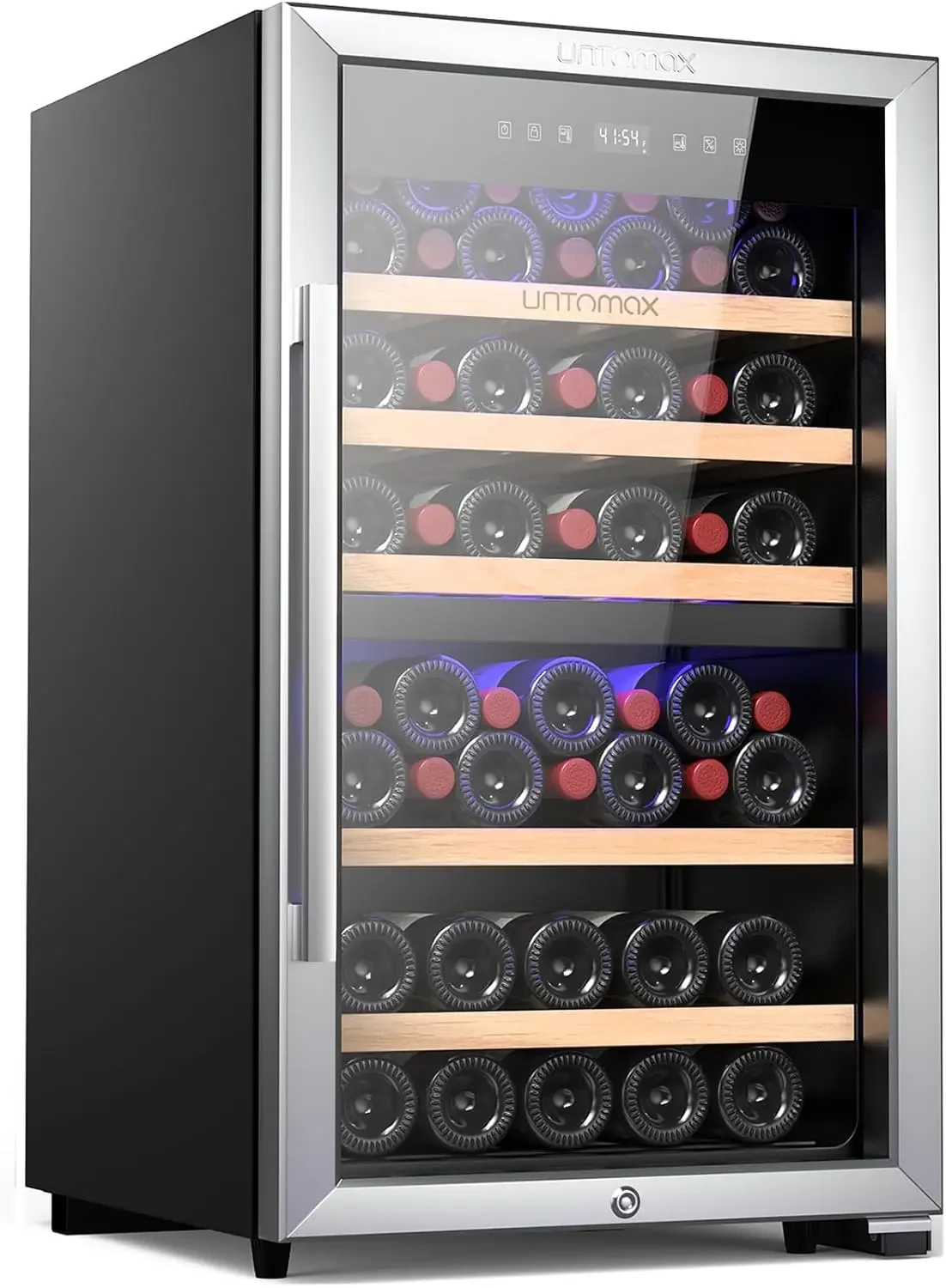 Koelkast Dual Zone 52 flessen (Bordeaux 750 ml), wijnkoeler koelkast vrijstaand met slot, 41F-68F digitale temperatuurregeling Co