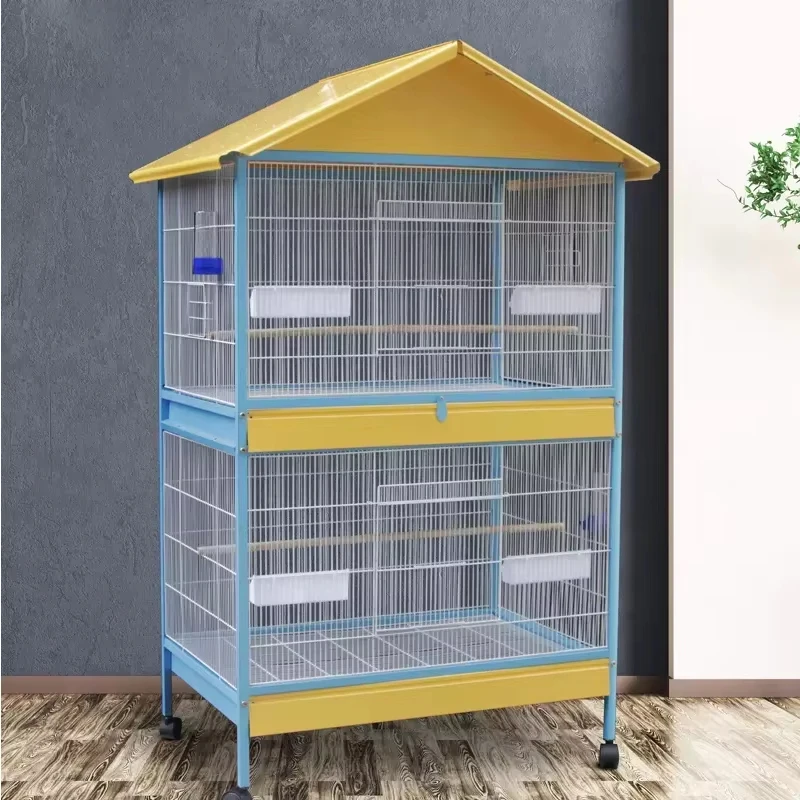 

Большая прочная металлическая дышащая клетка для попугаев Joysing с крышей и мисками для корма