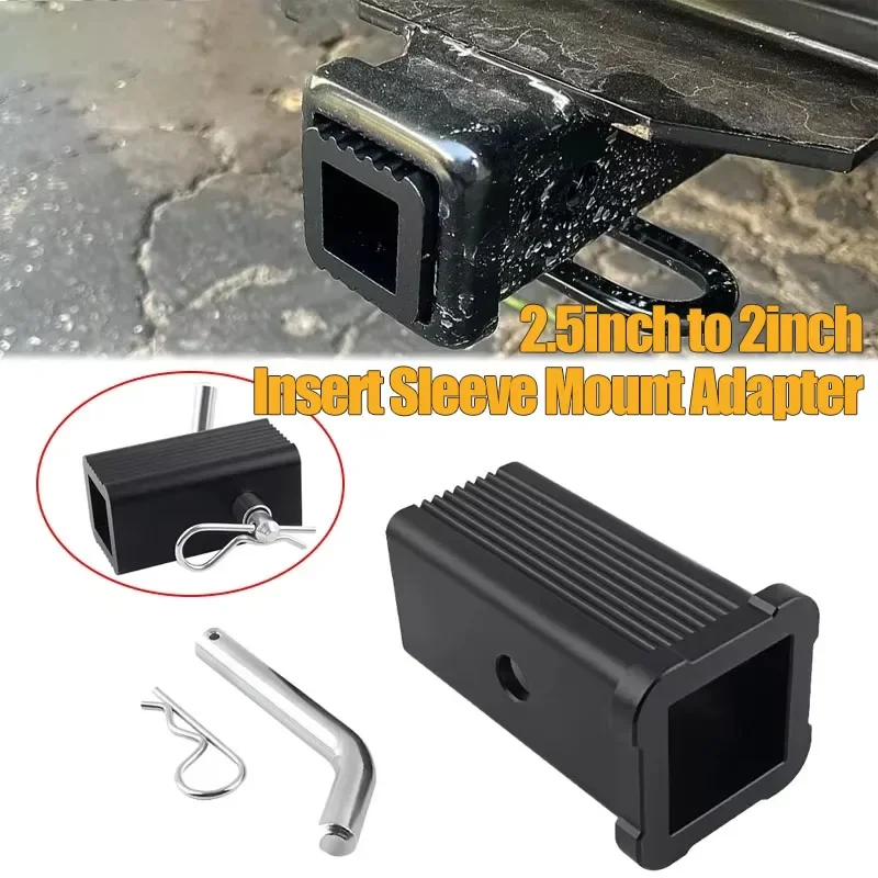 

Hitch Adapter 2-1/2" to 2" Trailer Hitch Receiver with Hitch, 6 inch Pin and Clip Lock Style Diecast Aluminum Reducer Sleeves