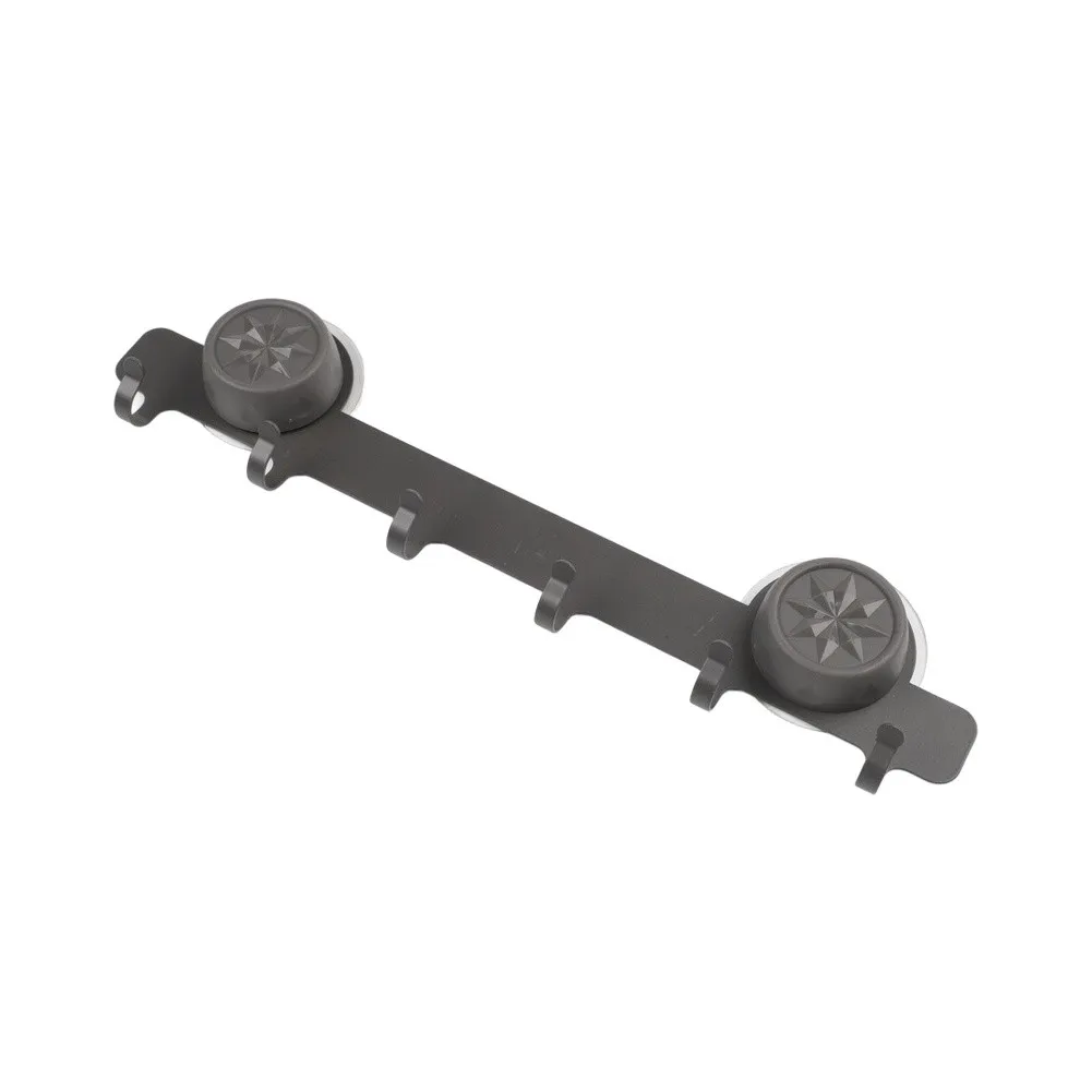Wall Mount Towel Holder with 6 Hooks and Suction Cup Carbon Steel Build for Easy Storage in For Kitchen Bathroom or Bedroom