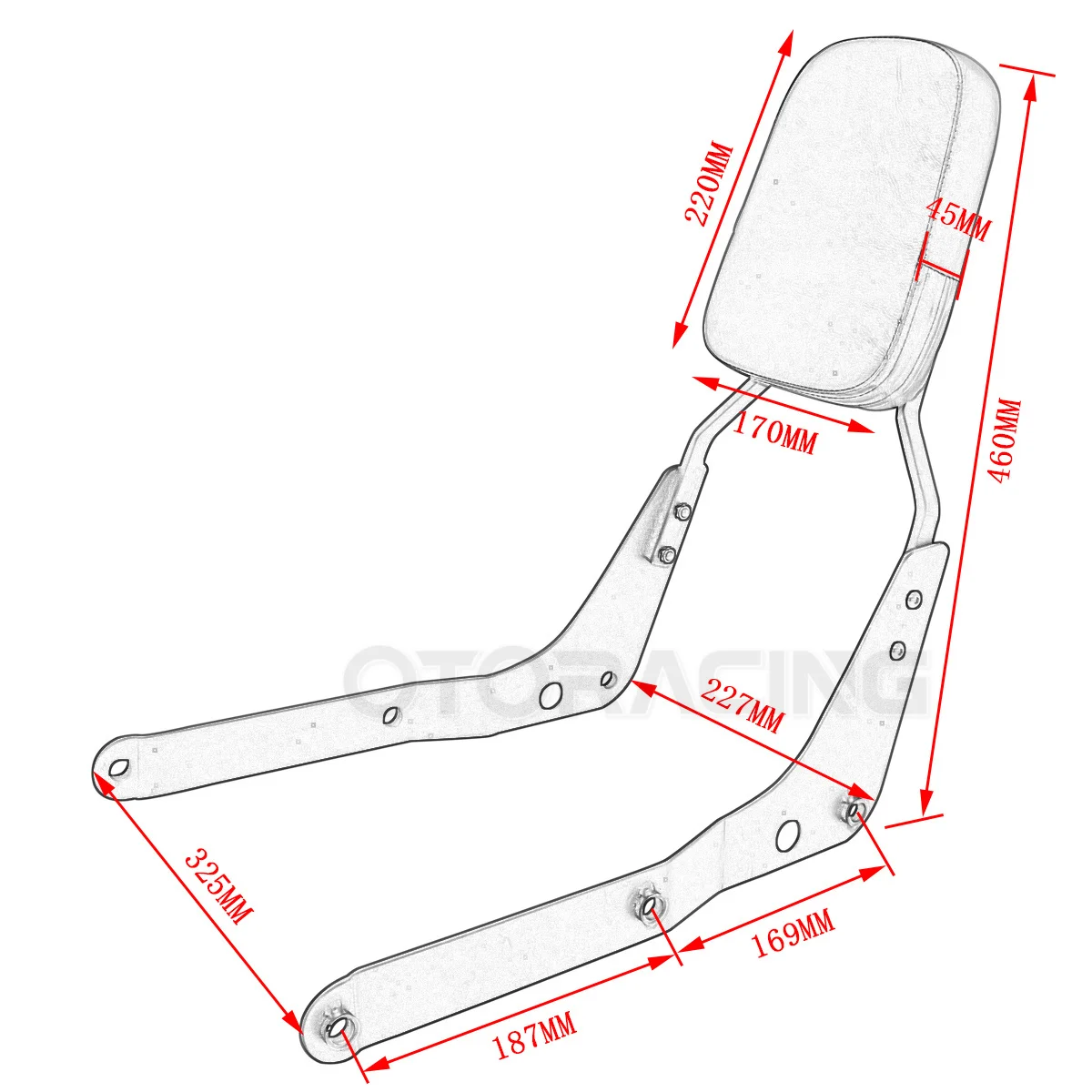 Motorcycle Backrest Sissy Bar For Honda Shadow VT750 VT750C Aero 2004-2012 2005 2006 2007 2008 2009 2010 2011