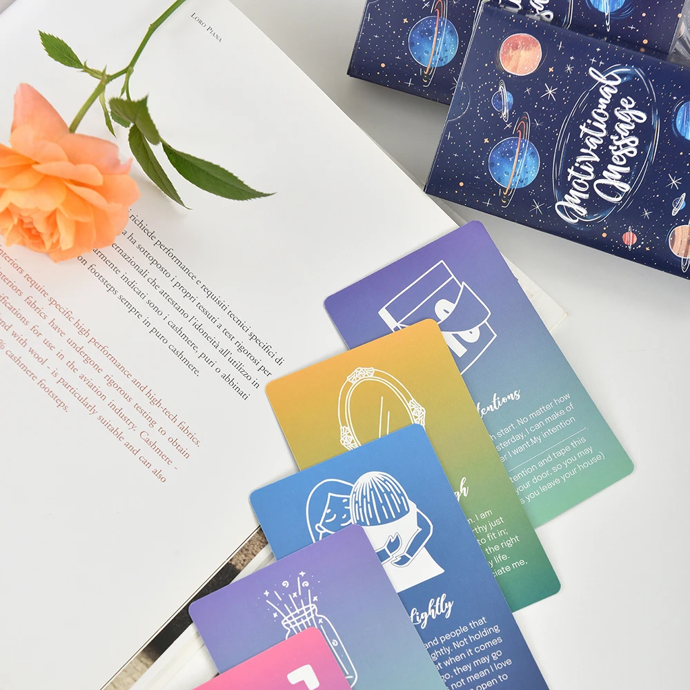 52 hojas de mensaje consciente motivacional, tarjeta de auto motivación inspiradora