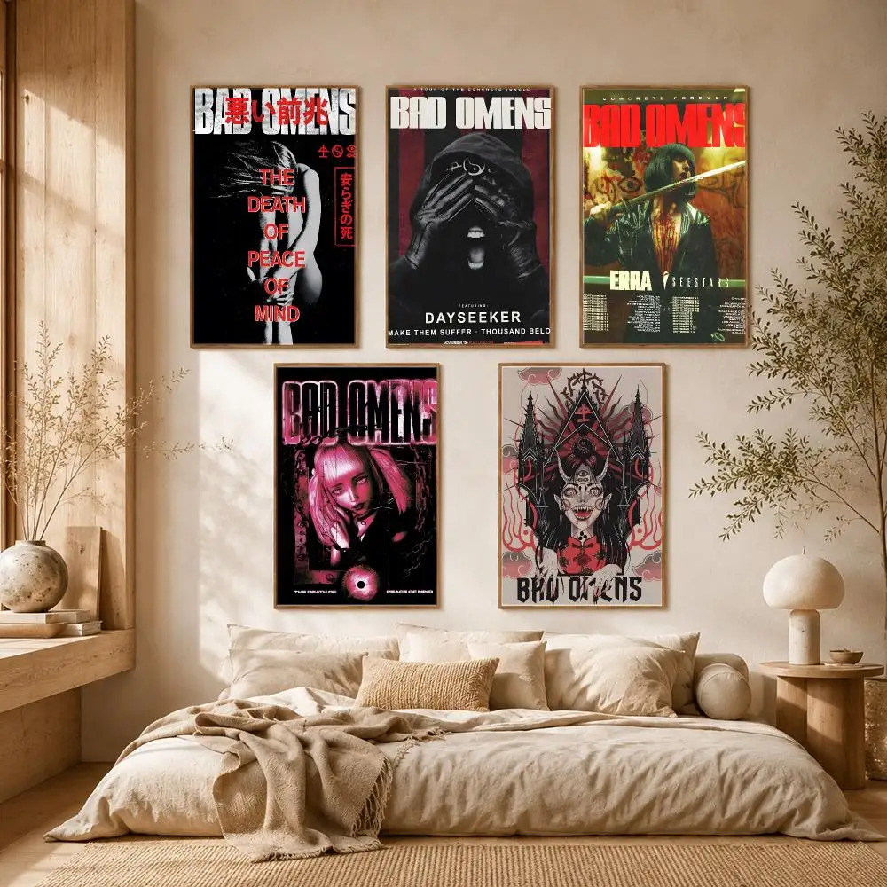 Bad Omens Band Dark Metal Poster Self-adhesive Advanced Aesthetic Printing Paper Wall Art for Living Room Home Decor