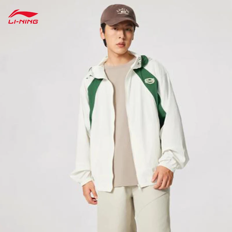 

LI-NING BADFIVE Men's Ice feeling Comfortable Moisture wicking Loose Hooded Sports Windbreaker AFDV329