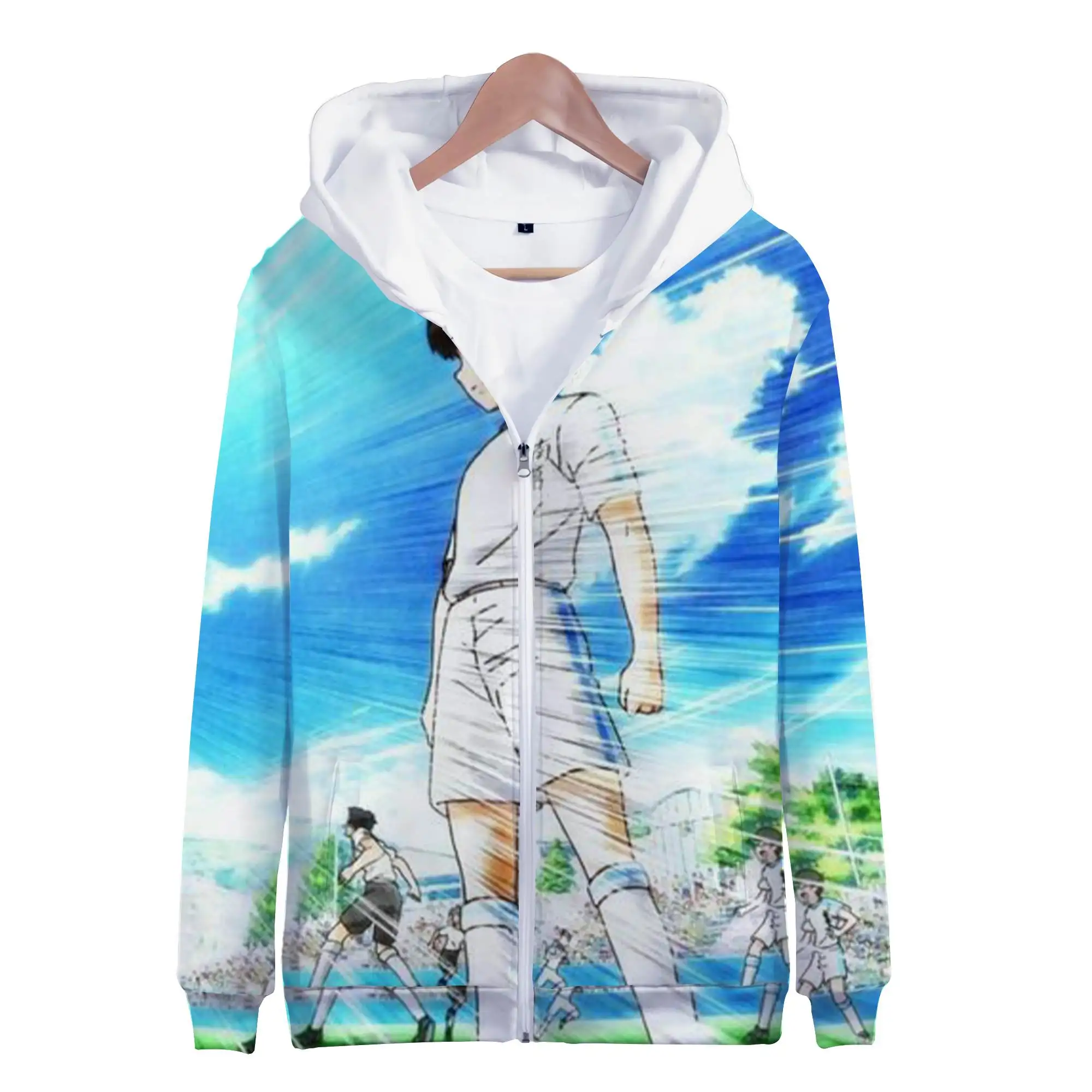 Hoodies Anime Captain Tsubasa 3D Print Zipper Sweatshirts Boys Girls Sweatshirts kids Fashion Long Sleeve Oversized Hoodie Coat