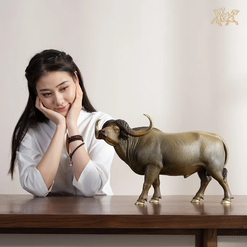 Large 2023 High grade decorative art Bronze carving Good luck buffalo Bull Home store company bring fortune FENG SHUI statue