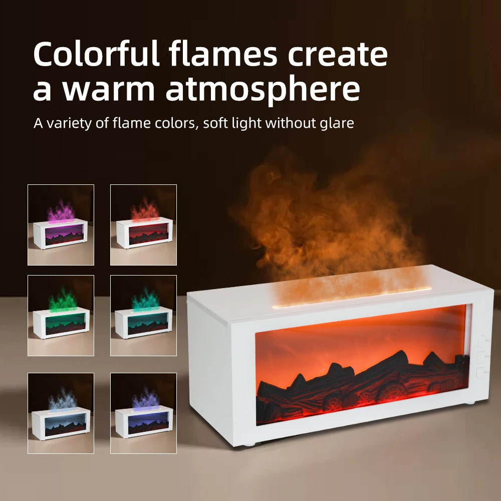 

Fireplace aroma diffuser, can change 7 colors, flame air humidifier, with timer remote control and 3 bottles of essential oils