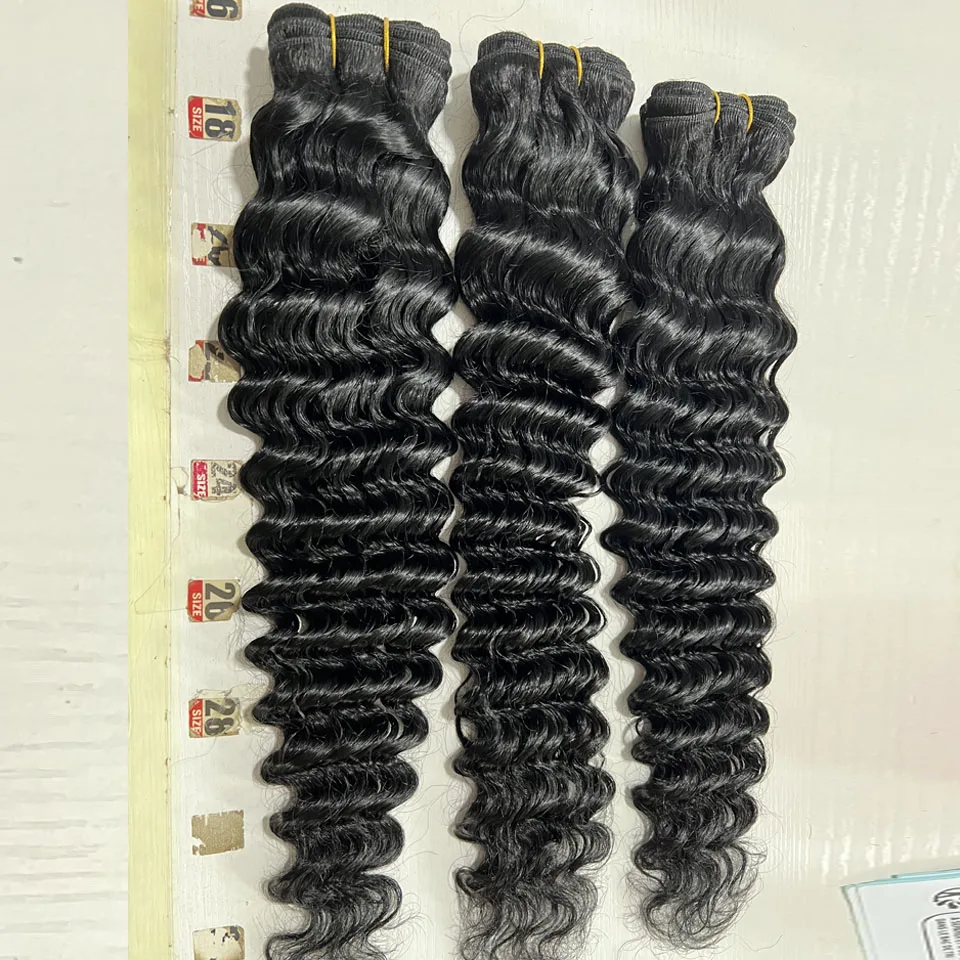 Mossily Deep Wave Bundles Natural Color 100% Remy Human Hair Bundles Brazilian Curly 16-32 Inch Weave Extensions For Women