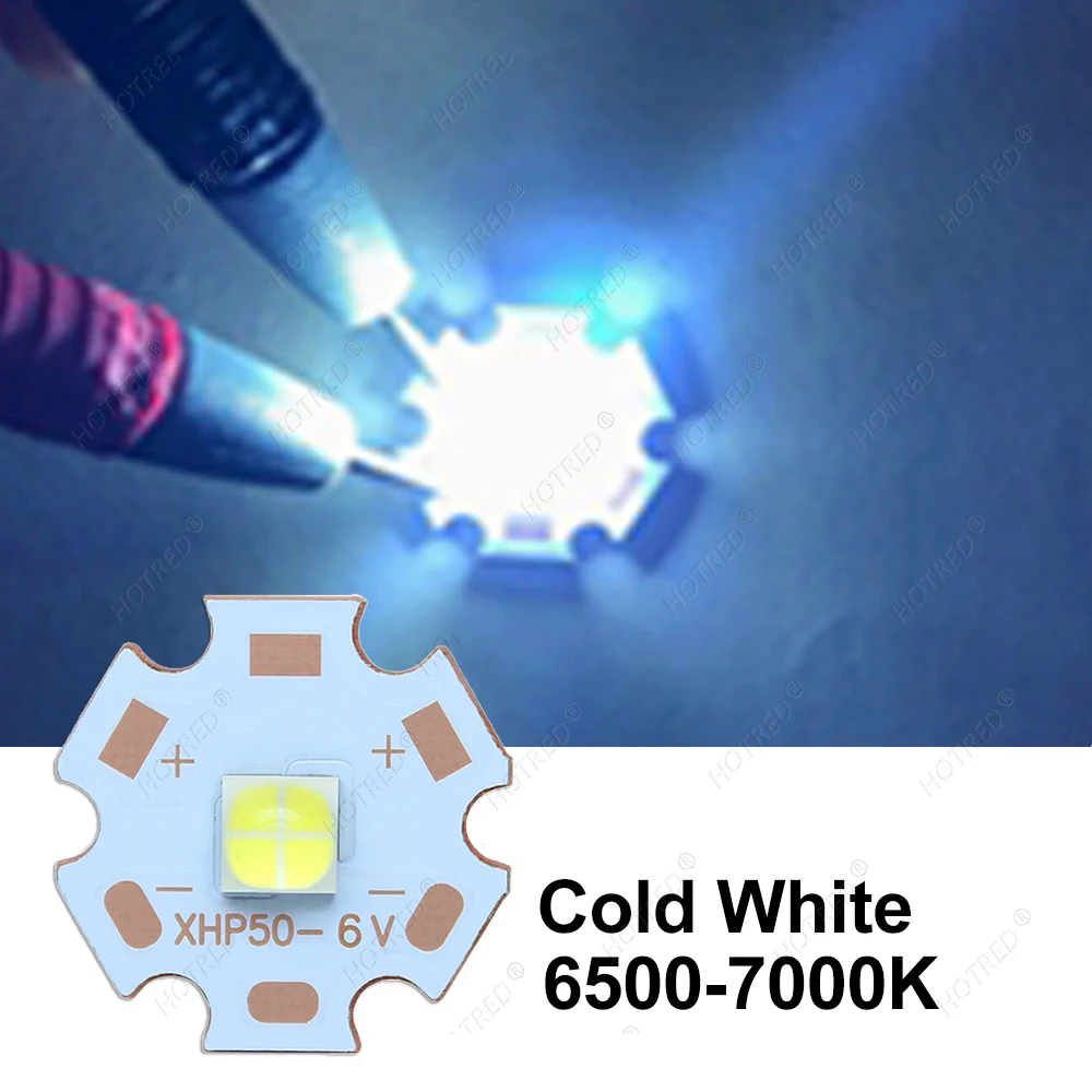 1-100pcs DC6V/12V XHP50 Cold White LED Bead 5050COB Replace  18W 20W  Chip For Flashlight Car Diving Light Source Accessory