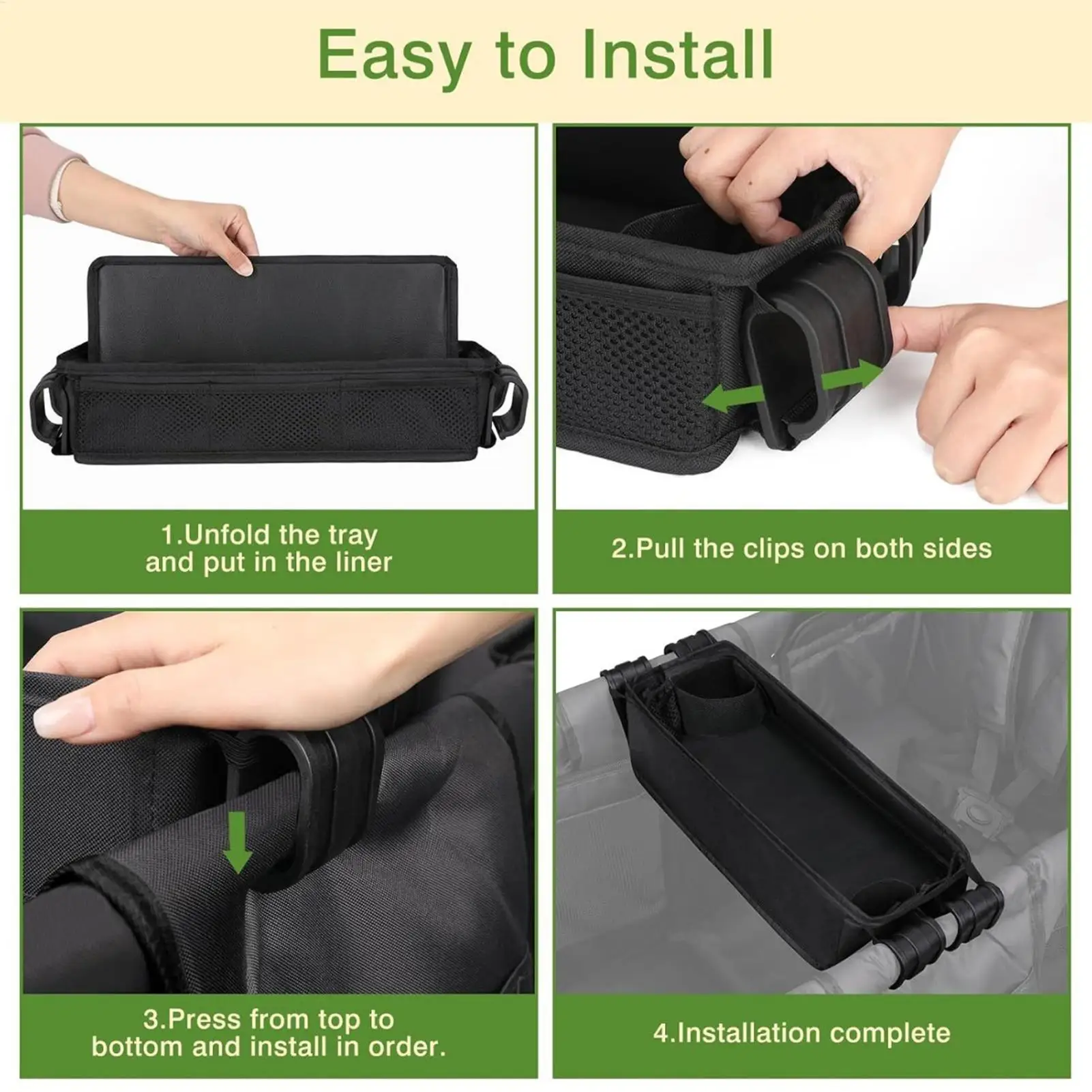 Stroller Snack Holder Tray Oxford Cloth Stroller Caddy Organizer Caddy Organizer Stroller Bag Organizer Stroller Snack Tray - view 5