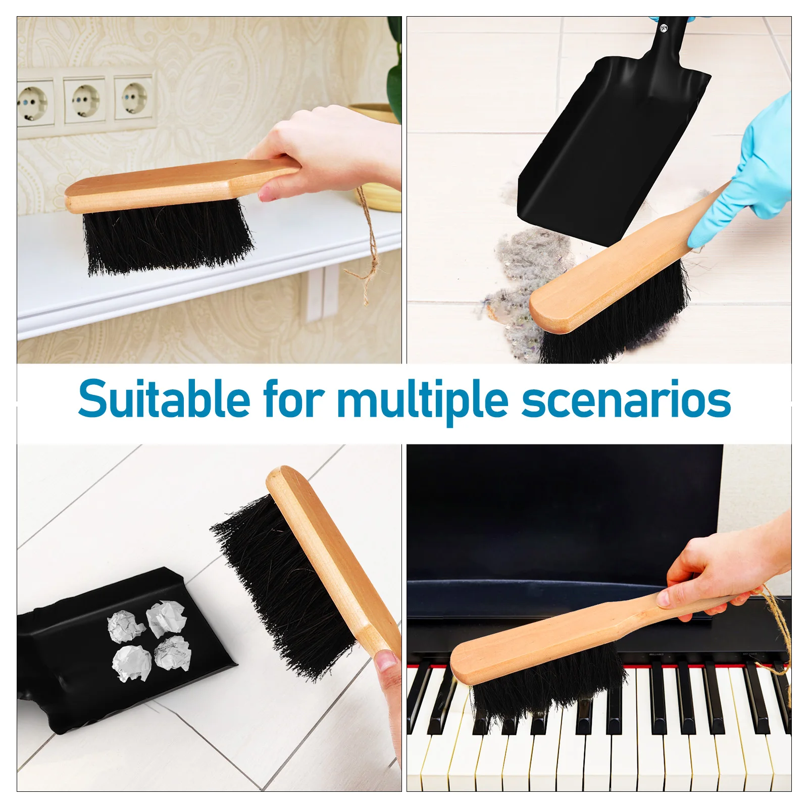 

1Set Dust Brush and Shovel Set Fireplace Tool Compact Size Soft Bristles Sharp Shovel Edge Ergonomic Design Fireplace Tool Set