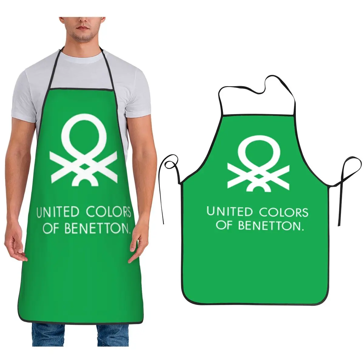 Cores unidas de benetton aventais chef cozinhar cozinha tablier babador à prova dwaterproof água limpeza da cozinha pinafore para mulheres homens pintura