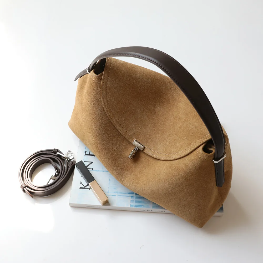 Women Winter 2026 New Matte Cowhide Shoulder Handbag Niche Retro Design Large Capacity Versatile Commuter Crossbody Bag