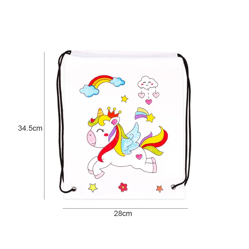 Children Handmade DIY Environmental Protection Graffiti Non-woven Bags Kindergarten Kids Art Painting Coloring Hand Craft Toys