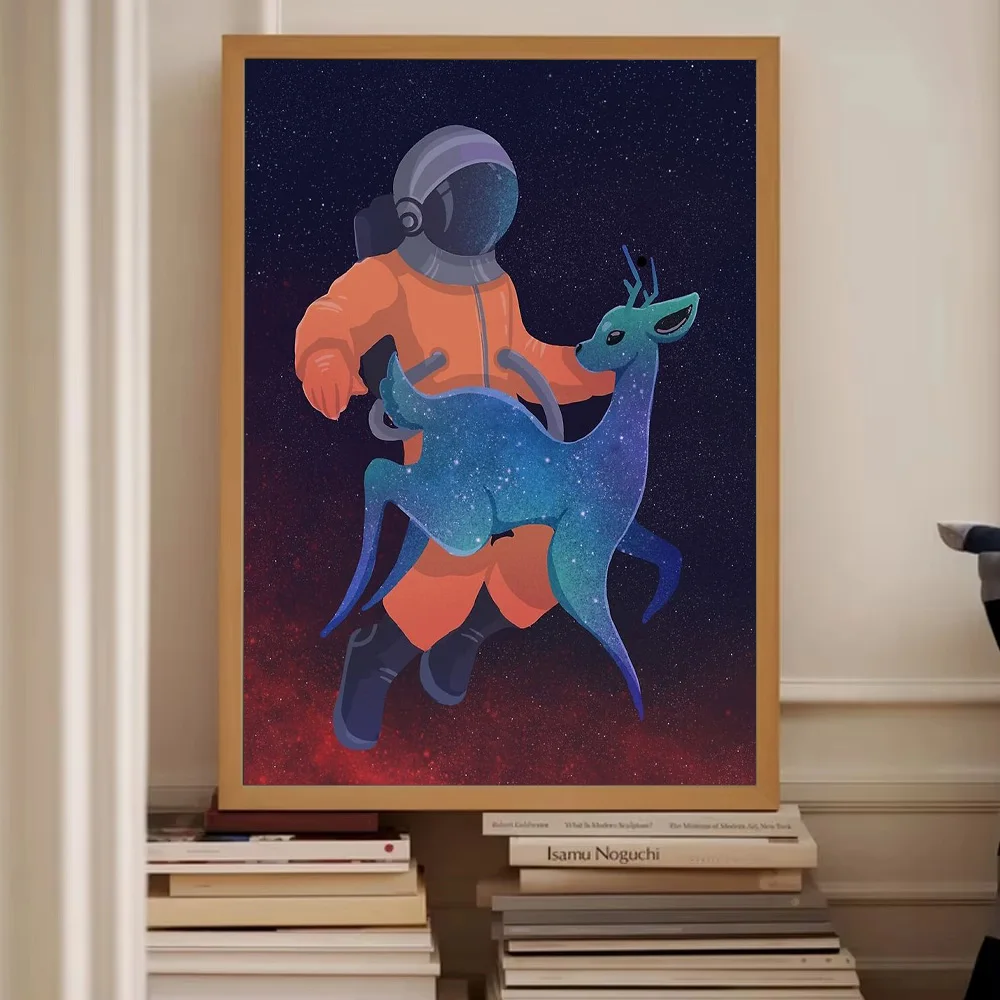 الغزلان الكونية قماش جدار الفن الفضاء الحيوان اللوحة غالاكسي ديكور المنزل المشهد السماوي طباعة الفن التجريدي الحديث هدية فريدة Tr #2