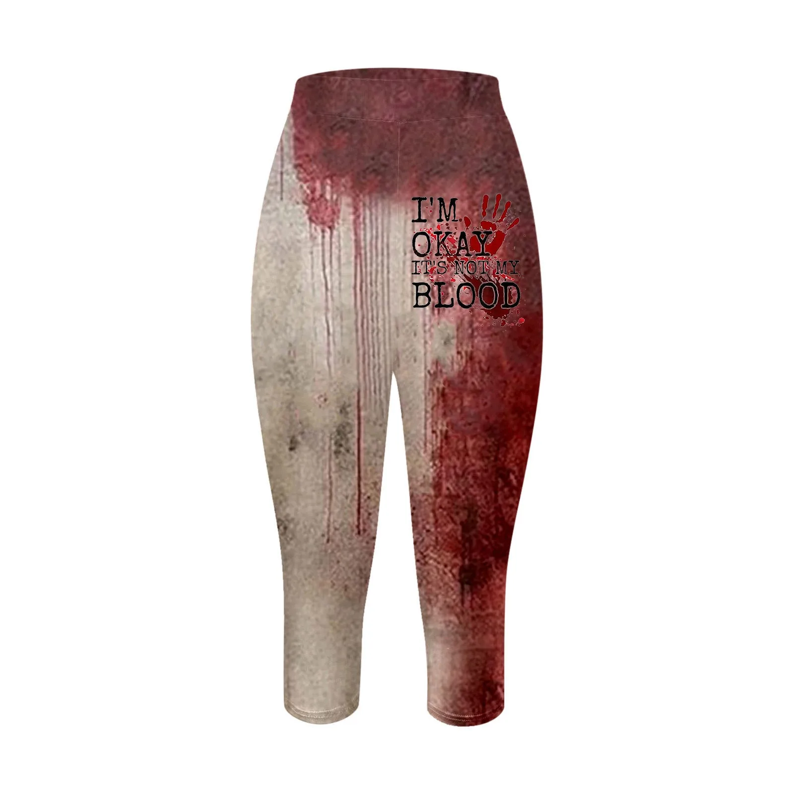 Pantaloni di Halloween a goccia di sangue da donna tema a vita alta Leggings attillati da Yoga Lady Casual elastico in vita Leggings attillati Costume Cosplay