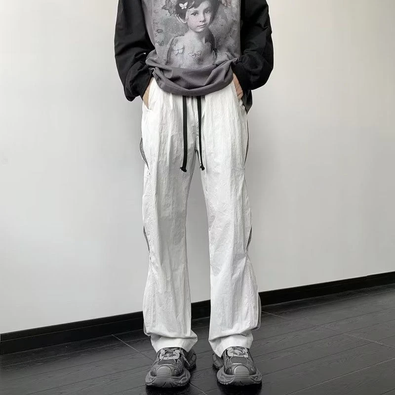 だぶだぶのカジュアルパンツ男ルーズオリジナル服ヴィンテージ安い美的トレンドポリエステルストリート韓国スタイルのズボン男性のための