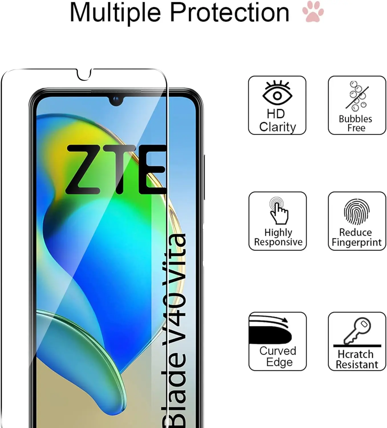 2/4ชิ้นสำหรับ ZTE Blade V40 Vita 9H กระจกนิรภัยสำหรับ ZTE Blade V40กระจกป้องกันหน้าจอ Vita