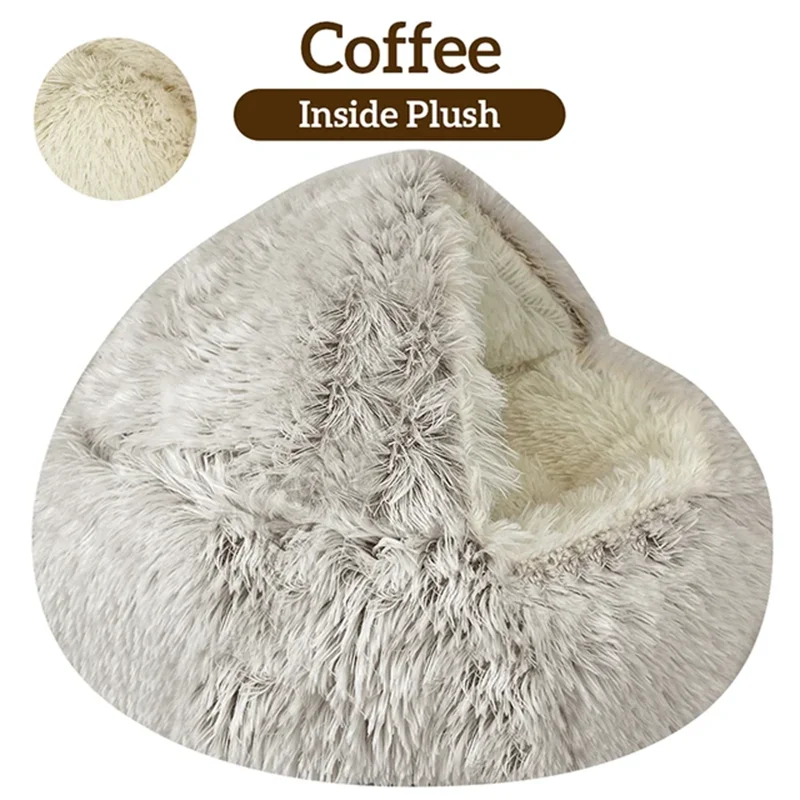 Pet Bed Cat Dog Winter Long Plush Round Cushion Pet House Warm Pet Basket Cat & Dog Sleep Bag Cat Nest Kennel For Small Dog Cat