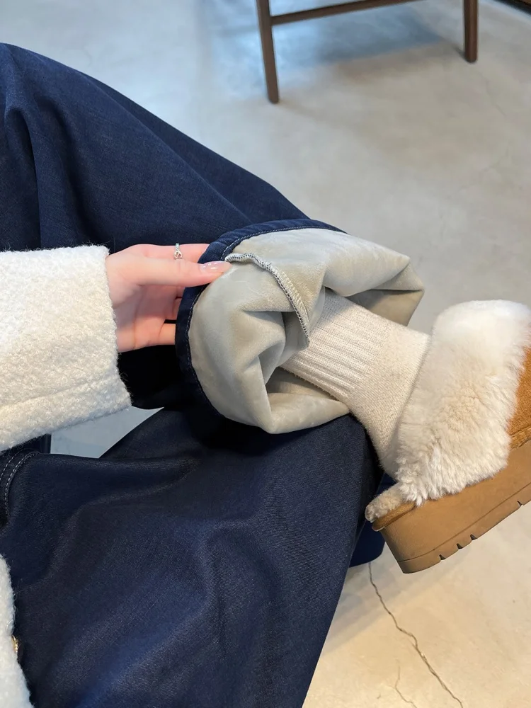 

Джинсы женские Deep Blue Fce, широкие, с высокой талией, свободного кроя, прямые, больших размеров, осенне-зимние, новинка