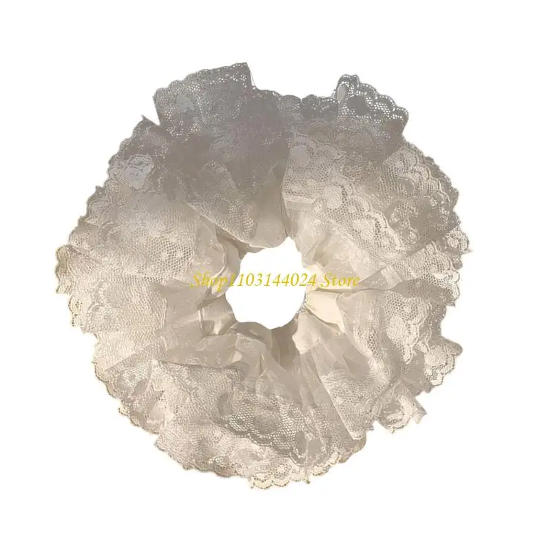 N5KE Sophisticated Lace Scrunchies For Women Stylish Hair Ties Soft Elastic Hair Band