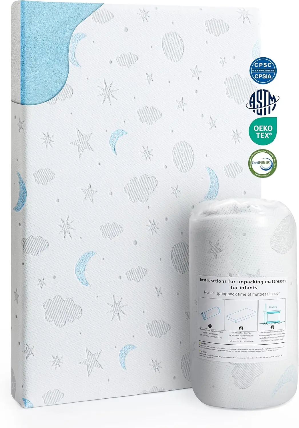 

Дышащий мягкий матрас из пены с эффектом памяти для детской кроватки-манежа, 38x26 дюймов, со съемным моющимся чехлом