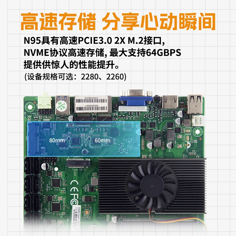 12th generation N95 ITX motherboard quad-core 17X17 industrial control NAS industry motherboard dual network card 12 disks