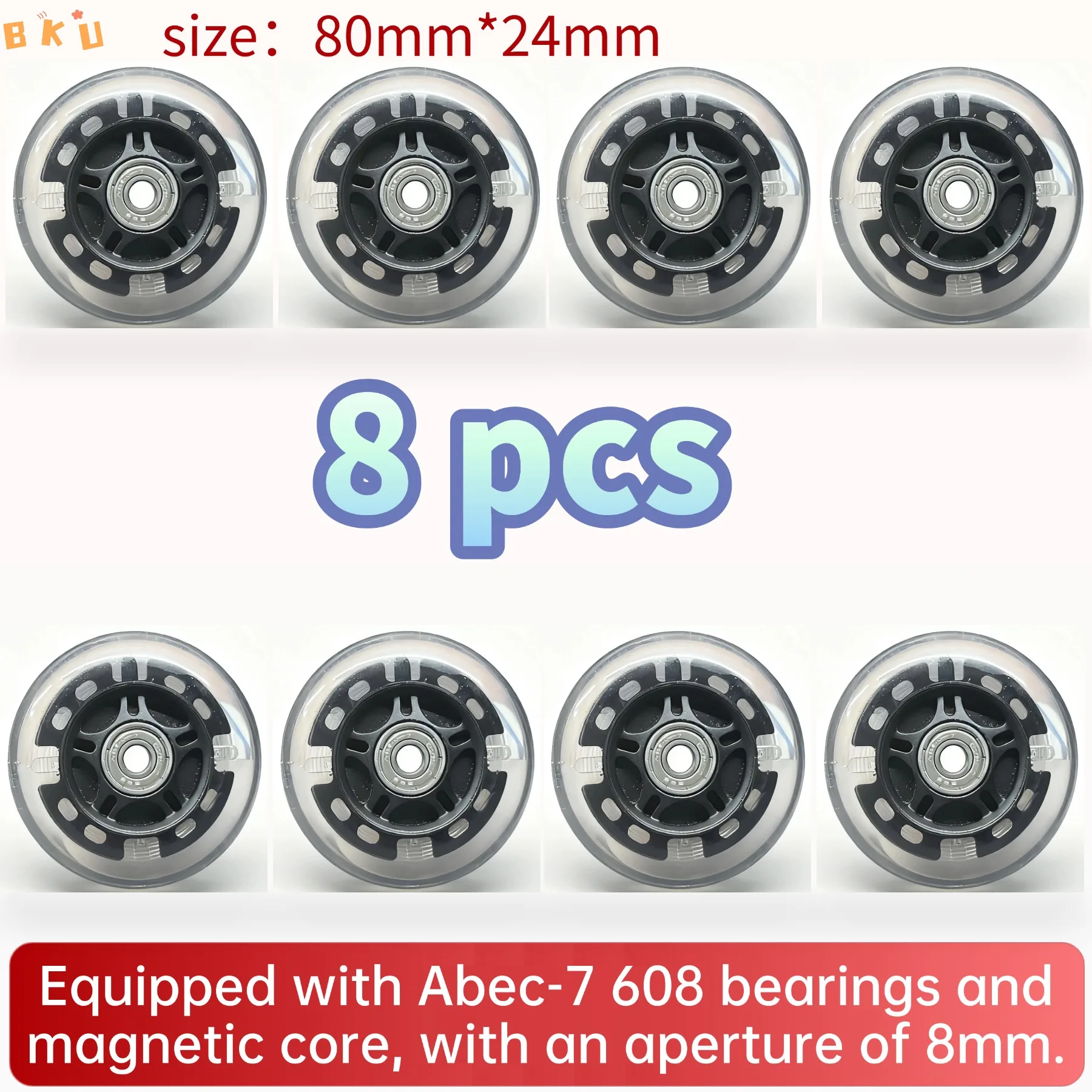 Roues de patins à roulettes en PU lumineuses LED de 80mm, 8 pièces, roues lumineuses Flash à une rangée pour Scooters et vélos pour enfants