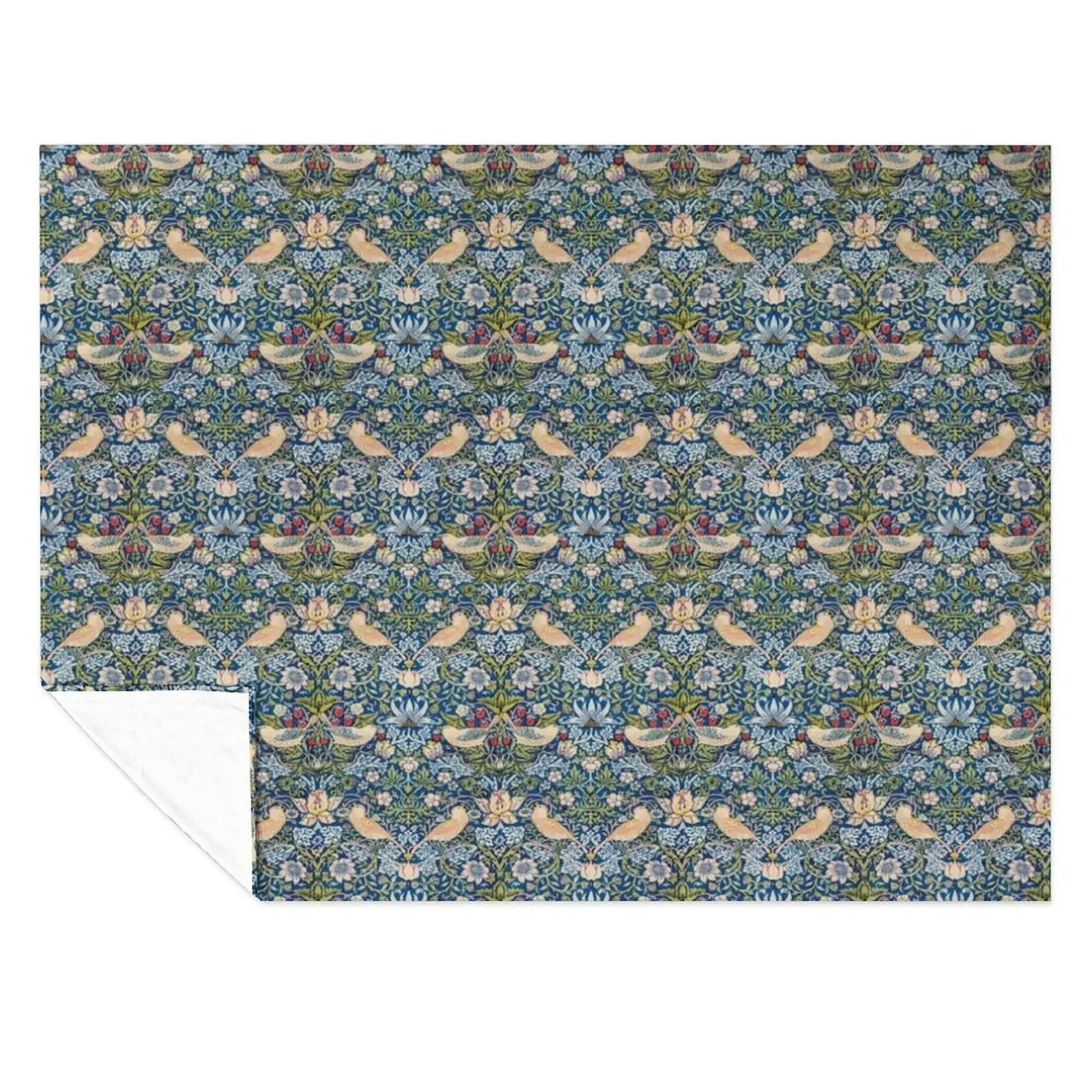 

Strawberry Thief' Blue-Gold Pattern Throw Blanket cosplay anime For Sofa Thin Blankets For Baby Cute Blankets