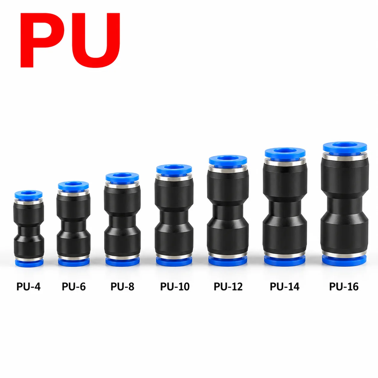 1PCS PU Pneumatic Quick Connect Straight Union 4 6 8 10 12 14 16mm Equal Tube Push Fit Air Line Hose Connector for Compressor