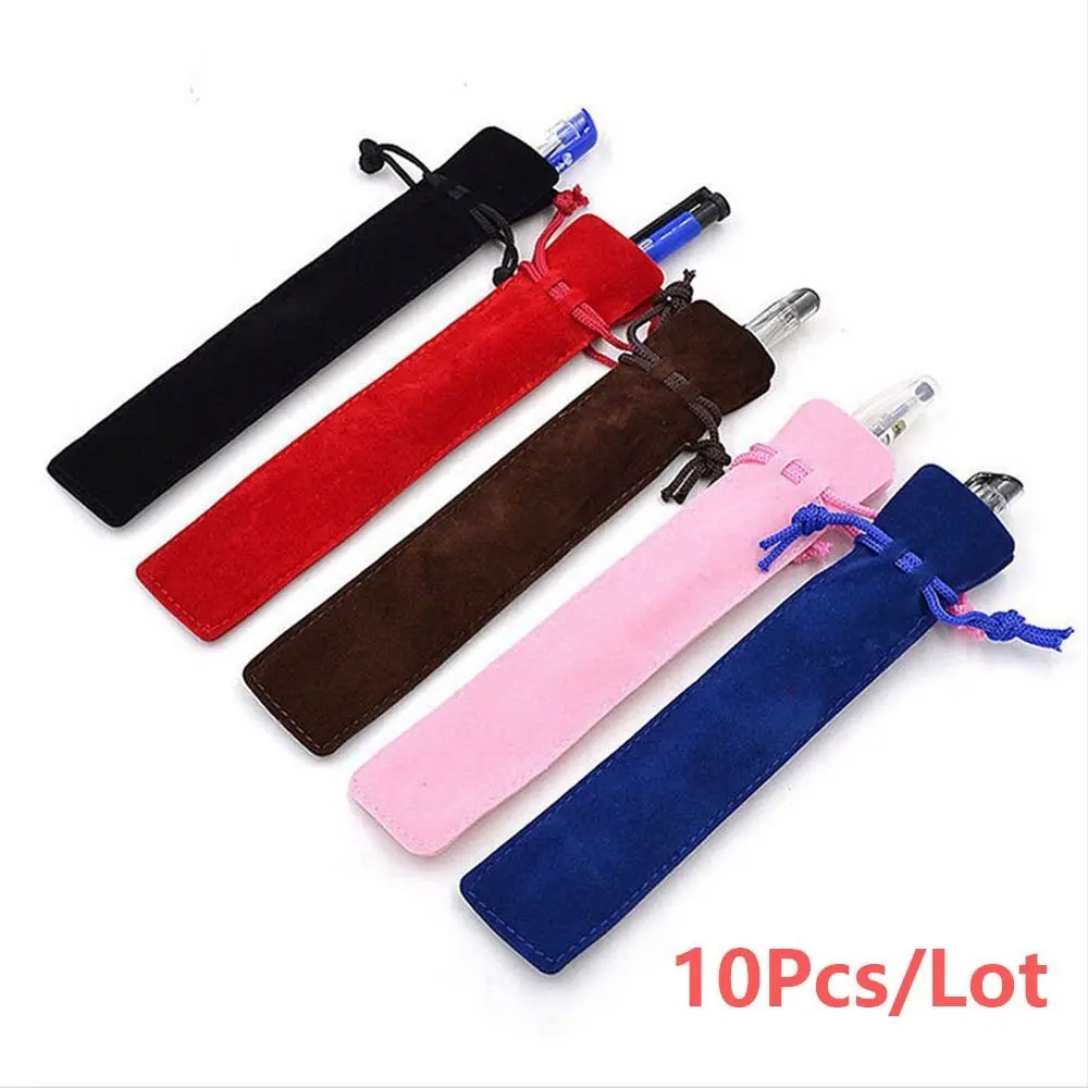 10PCS Plush Cloth Pen Bag Double-sided Thickened Velvet Pen Pouch Sleeve Holder Office School Supplies