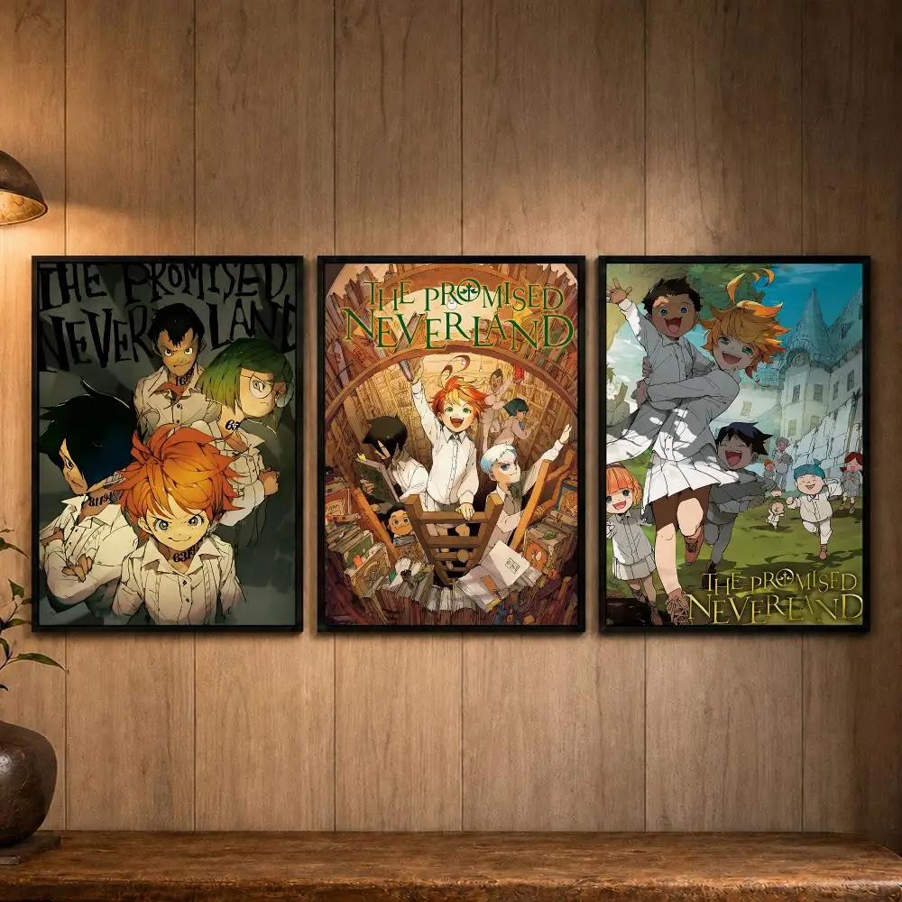 Super Anime T-The Promised NeverlandS Poster Self-adhesive Art Poster Decoracion Painting Wall Art White Kraft Paper Home Decor